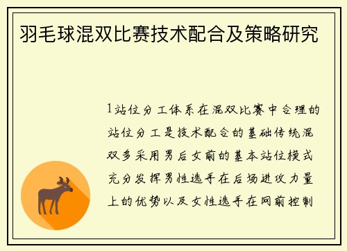 羽毛球混双比赛技术配合及策略研究