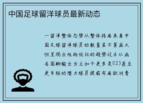 中国足球留洋球员最新动态